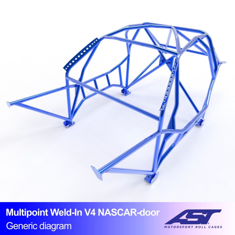 Roll Cage de protecție NISSAN 350Z (Z33) Coupe 3 uși MULTIPOINT SUDATĂ V4 UȘĂ tip NASCAR pentru drift